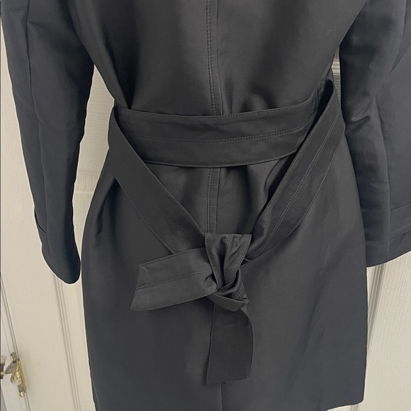 Reitmans Black Double Breasted Trench Coat Pockets & Tie Belt Nylon Sz S - Picture 7 of 16